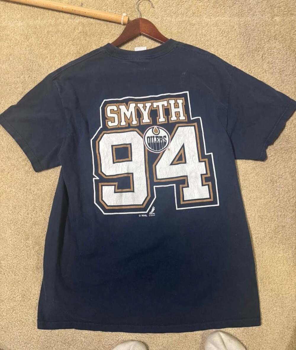 NHL Edmonton Oilers Ryan Smyth #94 Navy Blue Player T-Shirt Large